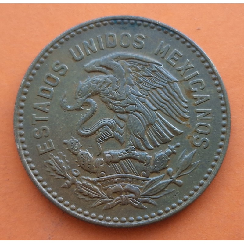 MEXICO 50 CENTAVOS 1956 INDIO CUAUHTEMOC KM.450 MONEDA DE NIKEL MBC+ Mejico