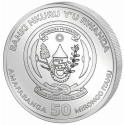 . 1 acoin x RUANDA 50 FRANCOS 2022 PELICANO African Ounce MONEDA DE PLATA CÁPSULA ONZA Oz SILVER Rwanda PELICAN