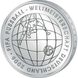 . 4 monedas x ALEMANIA 10 EUROS 2003+2004+2005+2006 Sin Ceca MUNDIAL DE FUTBOL FIFA PLATA SC BRD silver coin