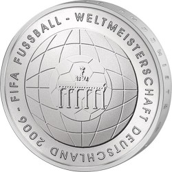 . 4 monedas x ALEMANIA 10 EUROS 2003+2004+2005+2006 Sin Ceca MUNDIAL DE FUTBOL FIFA PLATA SC BRD silver coin