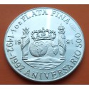 MEXICO 1 ONZA 1991 NUEVO CONTINENTE TRES CARABELAS - COLUMNARIO MEDALLA DE PLATA PURA 999 Mejico silver OZ MONEDA