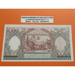 @ESCASO@ INDONESIA 1000 RUPIAS 1958 ARTESANO DE LA MADERA Color ROJO Pick 61 BILLETE SC 1000 Rupiah UNC BANKNOTE
