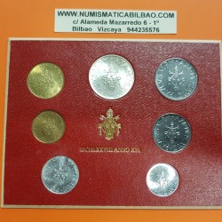 8 monedas x VATICANO CARTERA OFICIAL 1977 PAULUS VI SC 1+2+5+10+20+50+100 LIRAS + 500 LIRAS 1977 PLATA PAPA PABLO VI