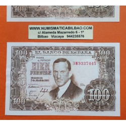 @2 BILLETES en 2 COLORES@ ESPAÑA 100 PESETAS 1953 JULIO ROMERO DE TORRES Pick 145 Marrón Claro + Marrón Oscuro EBC- L/3