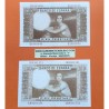 @2 BILLETES en 2 COLORES@ ESPAÑA 100 PESETAS 1953 JULIO ROMERO DE TORRES Pick 145 Marrón Claro + Marrón Oscuro EBC- L/1