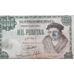 @RARO@ ESPAÑA 1000 PESETAS 1946 LUIS VIVES Sin Serie 236516 Pick 133 BILLETE MUY CIRCULADO Spain banknote