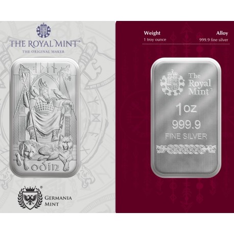 . 1 aaaaaacoin INGLATERRA ODÍN y LOBOS Serie Dioses Nórdicos LINGOTE 1 ONZA 2024 MEDALLA DE PLATA Royal Mint