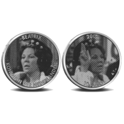 @HOLOGRAMA@ HOLANDA 10 EUROS 2005 JUBILEO REINA BEATRIZ MONEDA DE PLATA SC The Netherlands SILVER JUBILEE 0,53 ONZAS