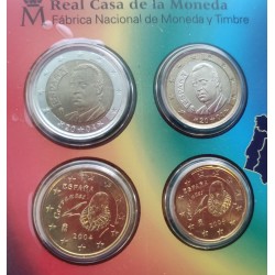 ESPAÑA CARTERA FNMT EURO 2004 BU SET KMS SC 1+2+5+10+20+50 Centimos 1 EURO + 2 EUROS 2004 REY JUAN CARLOS I