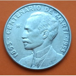 @VER FOTOS@ CUBA 50 CENTAVOS 1953 JOSE MARTI PATRIA y LIBERTAD KM.28 MONEDA DE PLATA MBC @LIMPIADA y RAYITAS@ R/4