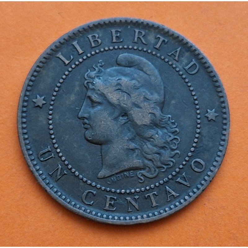 ARGENTINA 1 CENTAVO 1890 DAMA LIBERTAD KM.32 MONEDA DE BRONCE MBC+ Latin Monetary Union