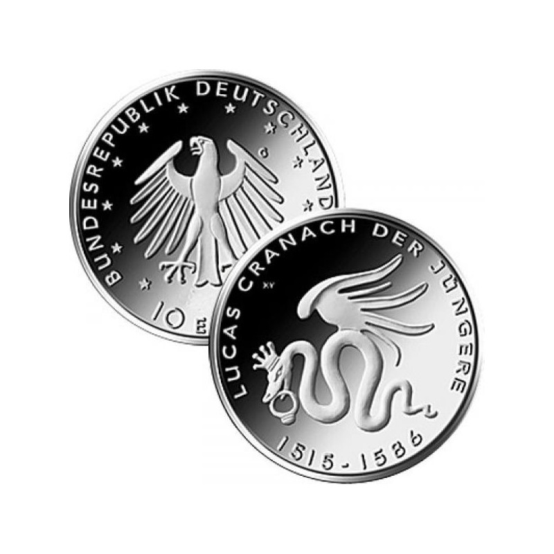 ALEMANIA 10 EUROS 2015 Ceca G CRANACH DRAGON MONEDA DE NICKEL SC Germany euro coin