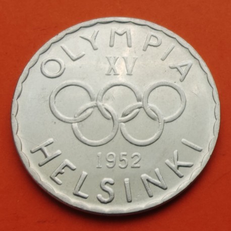 FINLANDIA 500 MARKKAA 1952 XV OLIMPIADA de HELSINKI AROS OLIMPICOS KM.35 MONEDA DE PLATA SC- Soumi Finland silver coin