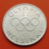 FINLANDIA 500 MARKKAA 1952 XV OLIMPIADA de HELSINKI AROS OLIMPICOS KM.35 MONEDA DE PLATA SC- Soumi Finland silver coin