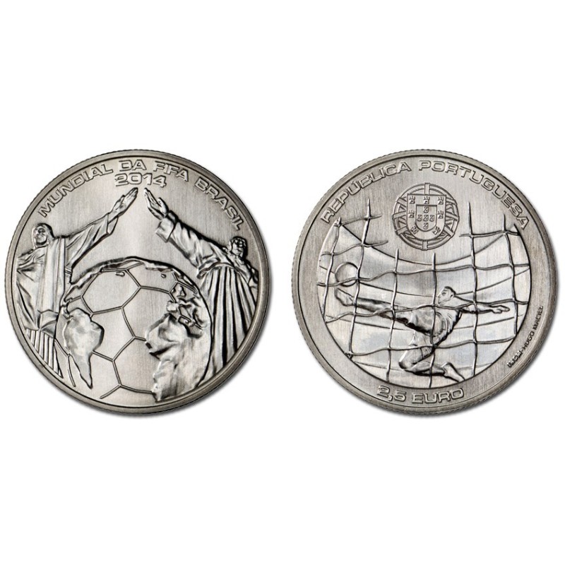 PORTUGAL 2,50 EUROS 2014 COPA MUNDIAL DE FUTBOL FIFA en BRASIL MONEDA DE NICKEL SC CONMEMORATIVA