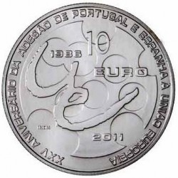 PORTUGAL 10 EUROS 2011 XXV ANIVERSARIO DE LA ADHESION A LA UE MONEDA DE NICKEL SC