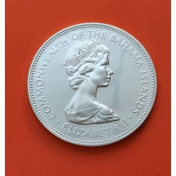 BAHAMAS 2 DOLARES 1973 FLAMINGOS y SOL RADIANTE KM.23 MONEDA DE PLATA PROOF 0,88 Onzas OZ silver coin