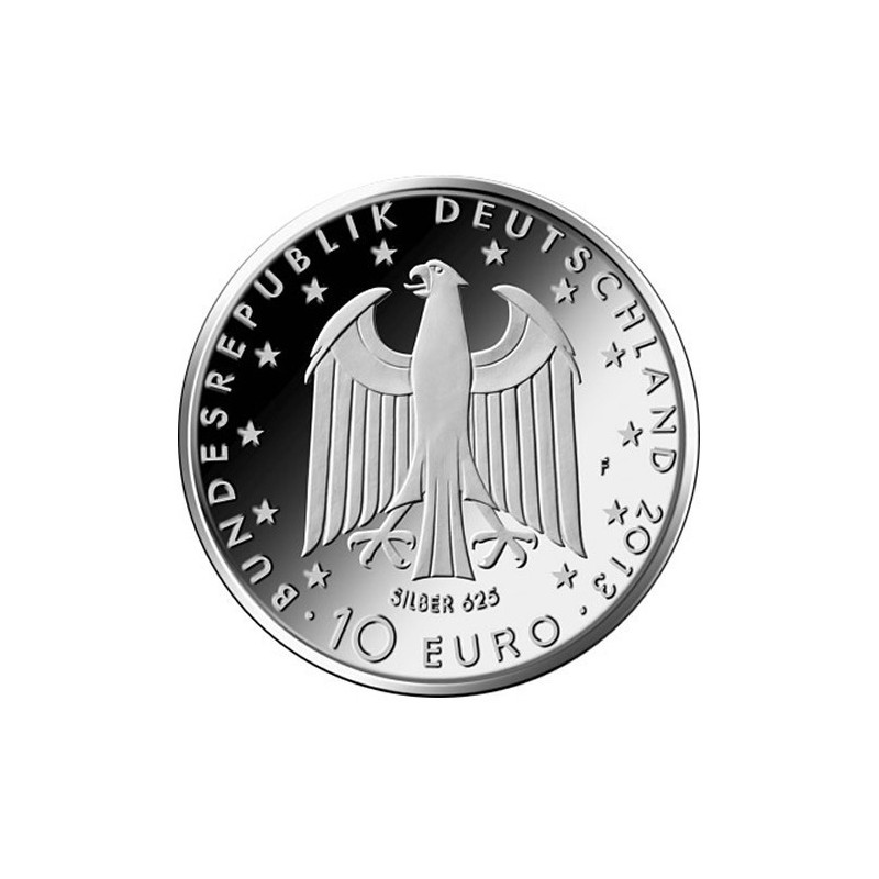 @PLATA - PROOF@ ALEMANIA 10 EUROS 2013 Ceca F GEORGE BUCHNER ESCRITOR y CIENTIFICO KM.318 MONEDA PP BRD euro coin