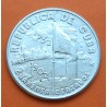 CUBA 40 CENTAVOS 1952 BANDERA y ARBOL 50 AÑOS DE LIBERTAD y PROGRESO KM.25 MONEDA DE PLATA EBC- silver coin R/1