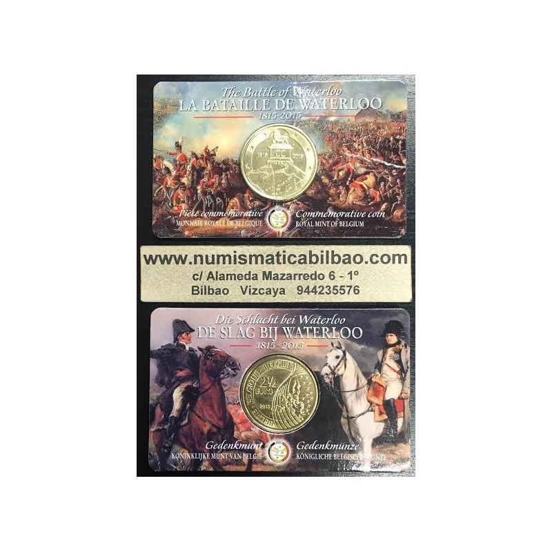 . @COINCARD@ BELGICA 2,50 EUROS 2015 BATALLA DE WATERLOO EN 1815 MONEDA DE LATON SC