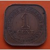 MALASIA 1 CENTIMO 1939 JORGE VI Forma Cuadrada KM.2 MONEDA DE BRONCE MBC- ESTRECHOS MALAYOS Malaya WWII
