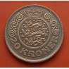DINAMARCA 20 KRONER 1990 REINA MARGARITA II y ESCUDO KM.871 MONEDA DE LATON MBC Denmark 20 Coronas
