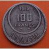 TUNEZ 100 FRANCOS 1950 ANAGRAMA KM.276 MONEDA DE NICKEL @ESCASA@ Tunisia Tunisie 100 Francs Colonía de Francia