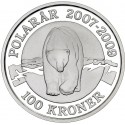 1 ONZA de PLATA PURA x DINAMARCA 100 KRONER 2007 OSO POLAR y REINA MARGARITA II KM.917 MONEDA PROOF Denmark silver