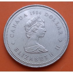 CANADA 1 DOLAR 1983 INDIOS EN CANOA REINA ISABEL II KM.120.1 MONEDA DE NICKEL SC $1 Dollar