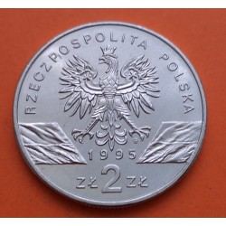 @RARA@ POLONIA 2 ZLOTY 1995 PEZ SILURO SUMS WELS SILURUS KM.289 MONEDA DE NICKEL SC Poland 2 Zlotych ZL Zlote