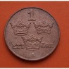 @ÚLTIMO AÑO ACUÑADO@ SUECIA 1 ORE 1950 CORONA DEL REY GUSTAV KM.777.2 MONEDA DE BRONCE MBC++ Sweden