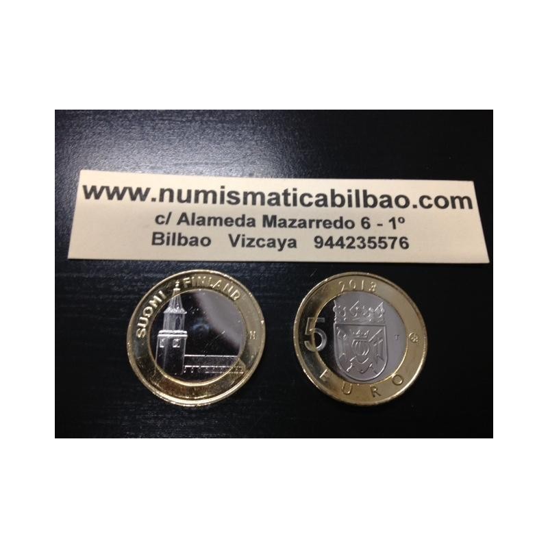 FINLANDIA 5 EUROS 2013 Provincia de TURUN - IGLESIA moneda nº 18 SC MONEDA BIMETALICA Finnland