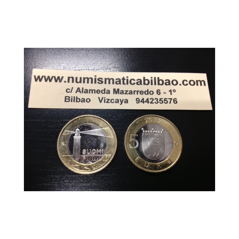FINLANDIA 5 EUROS 2013 Provincia de ALAND - FARO moneda nº 17 SC MONEDA BIMETALICA Finnland