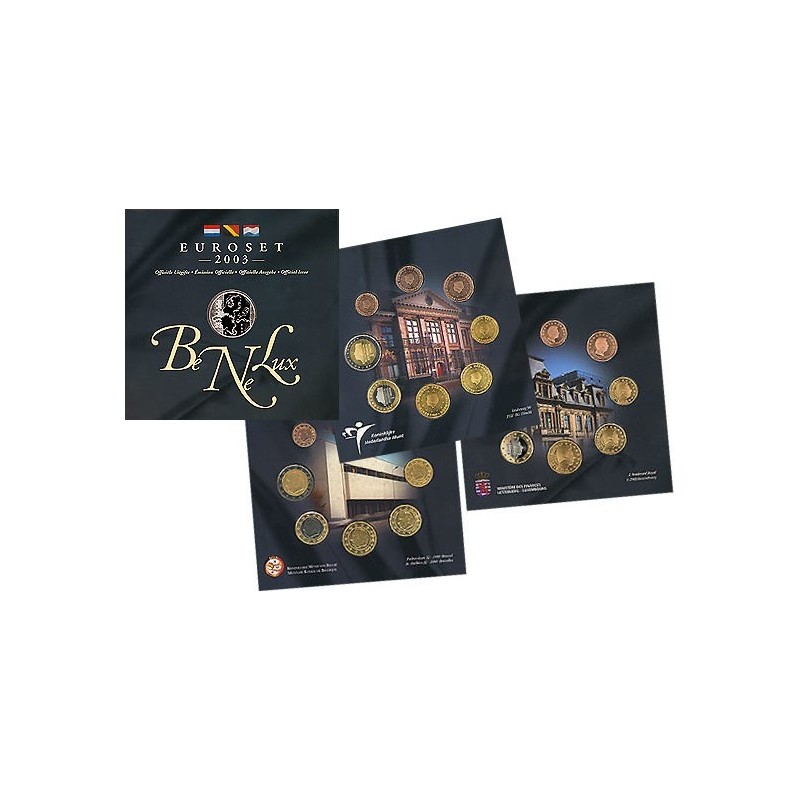 @BLACK FRIDAY@ BENELUX CARTERA OFICIAL 2003 SC 1+2+5+10+20+50 Centimos + 1 EURO + 2 EUROS 2003 LUXEMBURGO + BELGICA + HOLANDA
