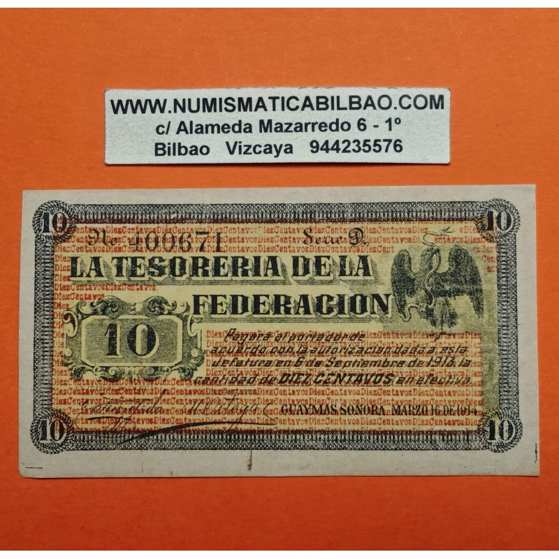 . @PVP NUEVO 500€@ ESTADO de COLIMA - MEXICO 20 CENTAVOS 1915 LA TESORERIA GENERAL Pick S677A BILLETE RARO