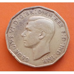 INGLATERRA 3 PENIQUES 1942 JORGE VI KM.849 MONEDA DE LATON MBC UK pence EPOCA NAZI 2ª GUERRA MUNDIAL WWII