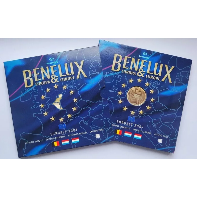 BENELUX CARTERA OFICIAL EUROS 2007 SC 1+2+5+10+20+50 Centimos + 1 EURO + 2 EUROS 2007 LUXEMBURGO + BELGICA + HOLANDA