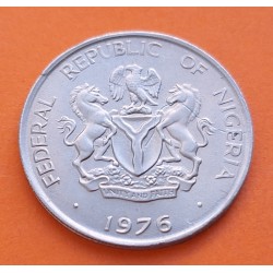 NIGERIA 10 KOBO 1976 PALMERA y ESCUDO KM.10.1 MONEDA DE NICKEL SC- Africa