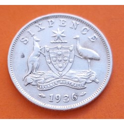 AUSTRALIA 6 PENIQUES 1936 REY JORGE V KM.25 MONEDA DE PLATA MBC 6 Pence silver