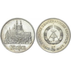 ALEMANIA DEMOCRATICA 5 MARCOS 1972 A PALACIO EN CIUDAD DE MEIBEN KM.37 MONEDA DE NICKEL SC- Germany DDR RDA 5 Marks
