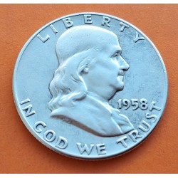 ESTADOS UNIDOS 1/2 DOLAR 1958 P BENJAMIN FRANKLIN KM.163 MONEDA DE PLATA MBC Half Dollar silver R/3