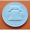 ESTADOS UNIDOS 1/2 DOLAR 1960 D BENJAMIN FRANKLIN y CAMPANA KM.163 MONEDA DE PLATA MBC USA Half silver dollar R/2