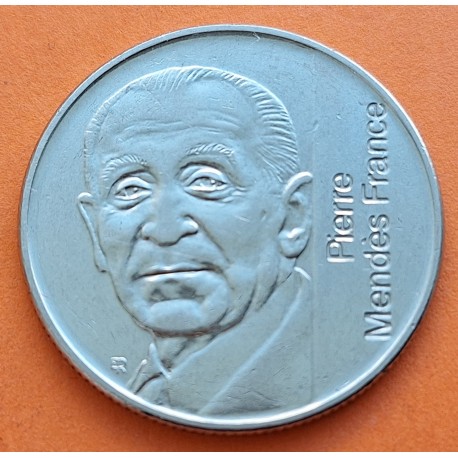 FRANCIA 5 FRANCOS 1992 PIERRE MENDES KM.1006 MONEDA DE NICKEL SC- France 5 Francs