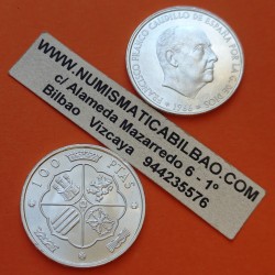 ESPAÑA 100 PESETAS 1966 * 19 67 @Modelo 1 INCLINADO@ FRANCISCO FRANCO SC DE CARTUCHO PLATA MONEDA DEL ESTADO ESPAÑOL