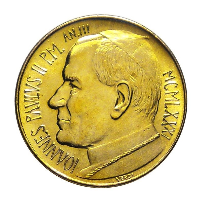 VATICANO 200 LIRAS 1981 PAPA JUAN PABLO II ENTIERRO DE JESUCRISTO KM.159 MONEDA DE LATON SC Vatican 200 Lire