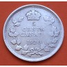 CANADA 5 CENTAVOS 1920 REY JORGE V y HOJAS KM.22.A MONEDA DE PLATA MBC 5 Cent