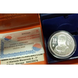 ESPAÑA 10 EUROS 2004 REINA ISABEL I DE CASTILLA 1451-1504 MONEDA DE PLATA PROOF ESTUCHE y CERTIFICADO FNMT