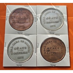 . 2 Medallas x ESPAÑA 5 PESETAS 1875 Rey CARLOS VII REAL CASA DE LA MONEDA DE OÑATE PLATA y COBRE