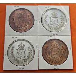 . 2 Medallas x ESPAÑA 5 PESETAS 1875 Rey CARLOS VII REAL CASA DE LA MONEDA DE OÑATE PLATA y COBRE