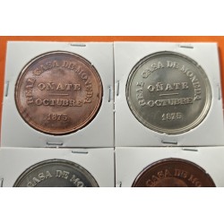 . 2 Medallas x ESPAÑA 5 PESETAS 1875 Rey CARLOS VII REAL CASA DE LA MONEDA DE OÑATE PLATA y COBRE
